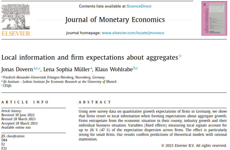 Publikation im Journal of Monetary Economics