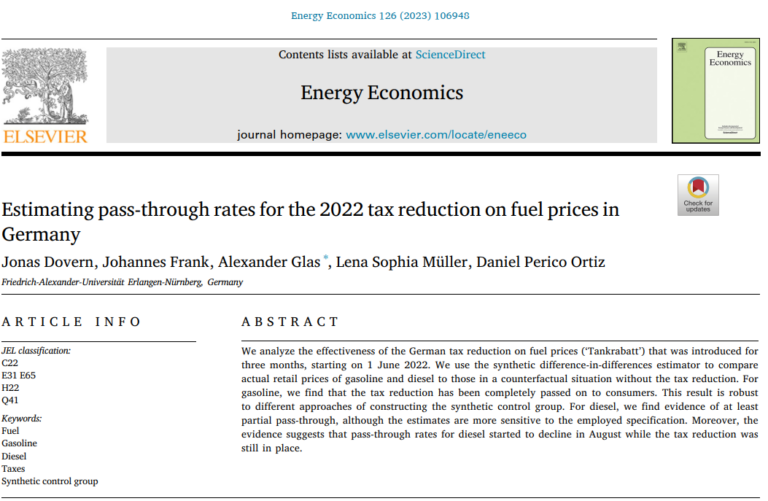 Neue Publikation in Energy Economics